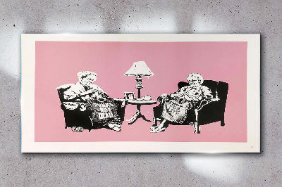 Grandmas in pink Glass art print