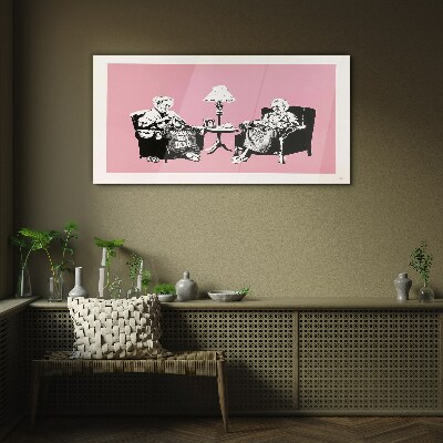 Grandmas in pink Glass art print