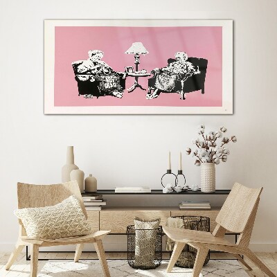 Grandmas in pink Glass art print