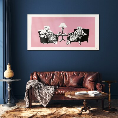 Grandmas in pink Glass art print
