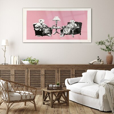 Grandmas in pink Glass art print