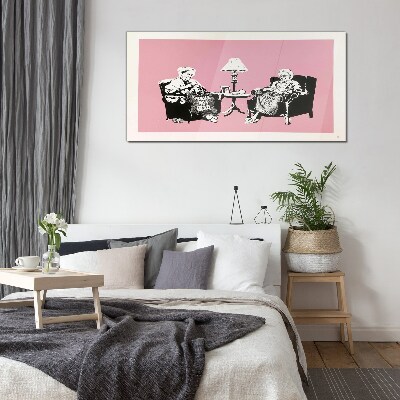 Grandmas in pink Glass art print