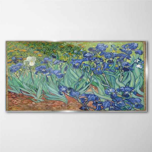 Irises in the garden Wall art on glass