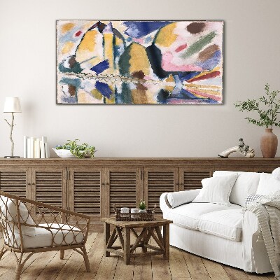 Abstract landscape in the colors of nature Wall art on glass