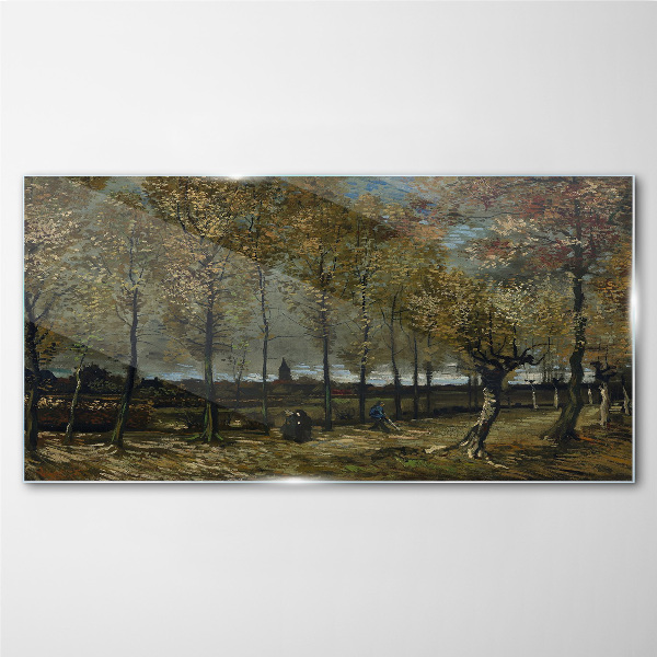 Autumn walk in the park Glass art print