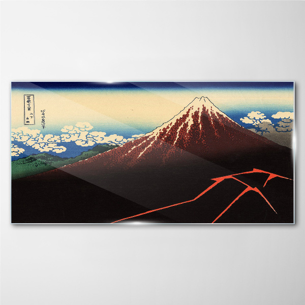 Mount Fuji in spring weather Wall art on glass