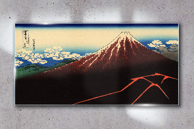 Mount Fuji in spring weather Wall art on glass