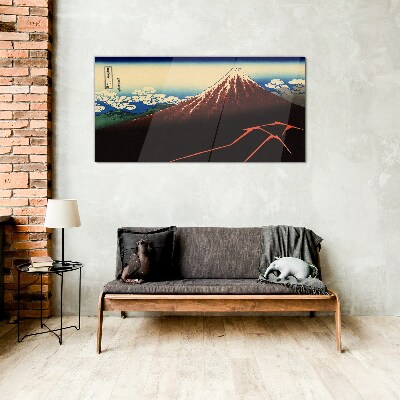 Mount Fuji in spring weather Wall art on glass
