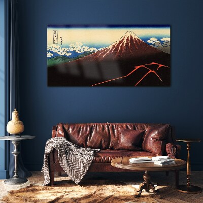 Mount Fuji in spring weather Wall art on glass