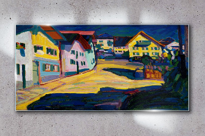 Colorful Countryside Scenery at Night Glass art print