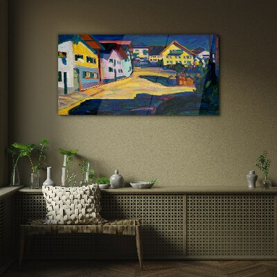 Colorful Countryside Scenery at Night Glass art print