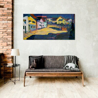 Colorful Countryside Scenery at Night Glass art print