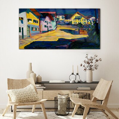 Colorful Countryside Scenery at Night Glass art print