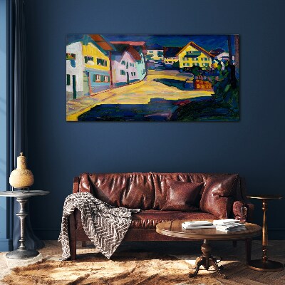 Colorful Countryside Scenery at Night Glass art print