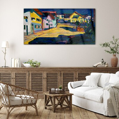 Colorful Countryside Scenery at Night Glass art print