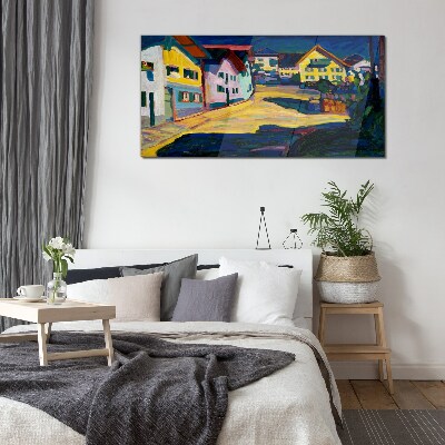 Colorful Countryside Scenery at Night Glass art print