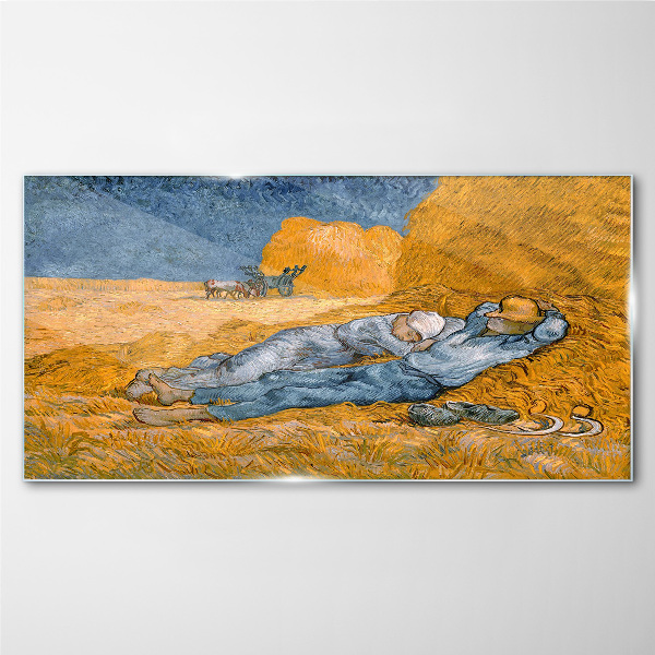 Resting among the golden fields Glass art print