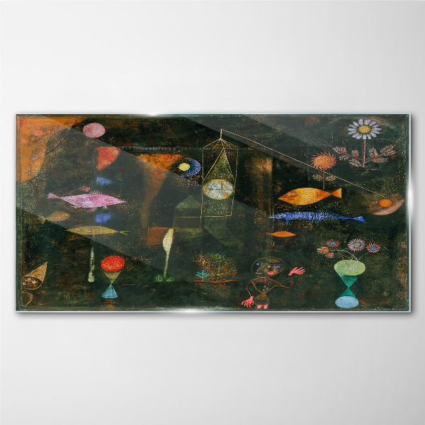 The fantasy world of underwater creatures Glass art print