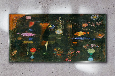 The fantasy world of underwater creatures Glass art print