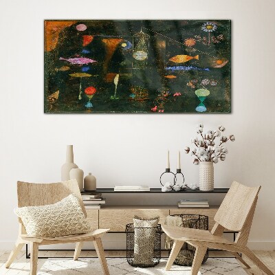 The fantasy world of underwater creatures Glass art print
