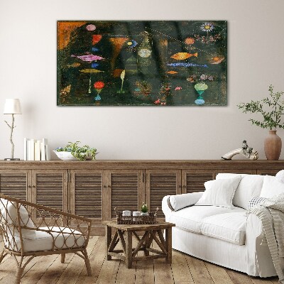 The fantasy world of underwater creatures Glass art print
