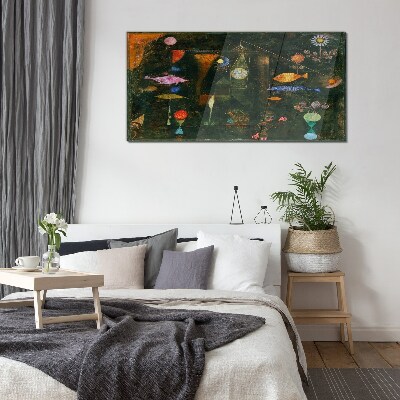 The fantasy world of underwater creatures Glass art print