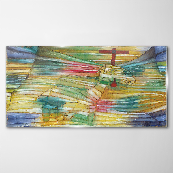 Animal in a colorful landscape Wall art on glass