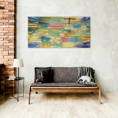 Animal in a colorful landscape Wall art on glass
