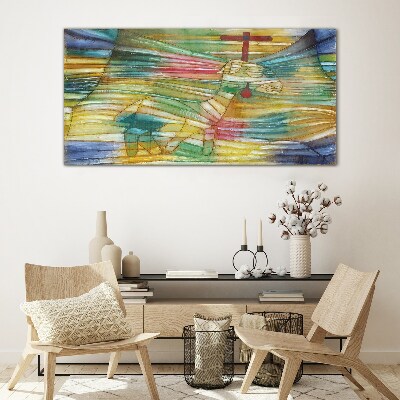 Animal in a colorful landscape Wall art on glass