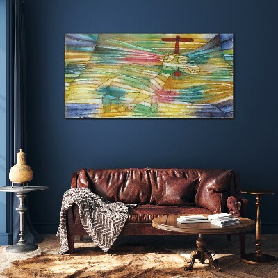 Animal in a colorful landscape Wall art on glass