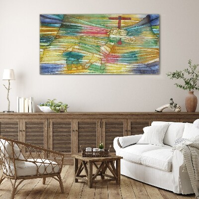Animal in a colorful landscape Wall art on glass