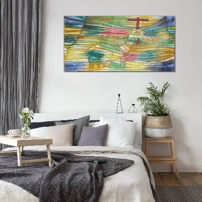 Animal in a colorful landscape Wall art on glass