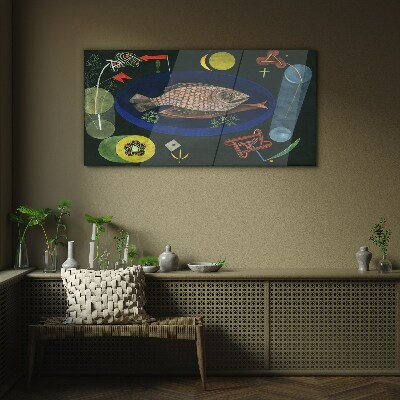 Around the fish by paul klee Glass Wall Art