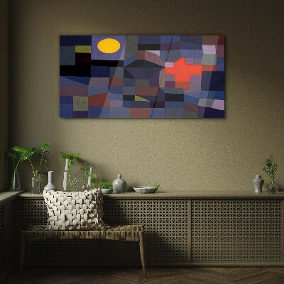 Abstract composition with the sun Wall art on glass