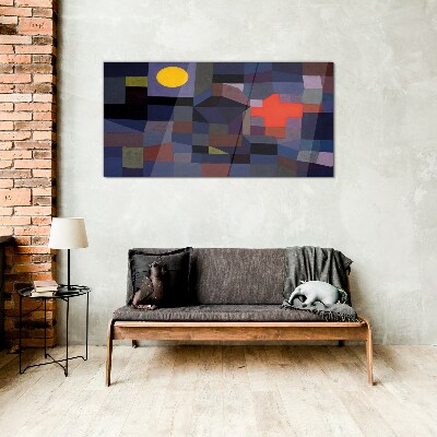 Abstract composition with the sun Wall art on glass
