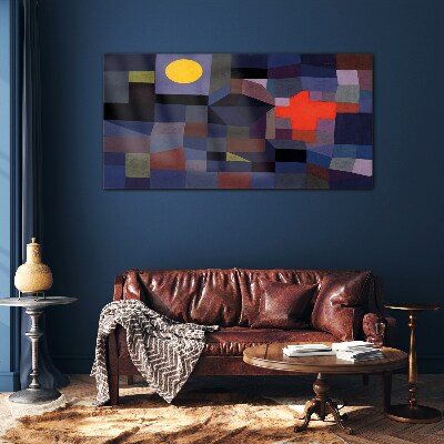 Abstract composition with the sun Wall art on glass