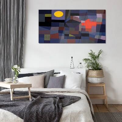 Abstract composition with the sun Wall art on glass