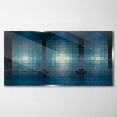 3D light in blue tones Wall art on glass
