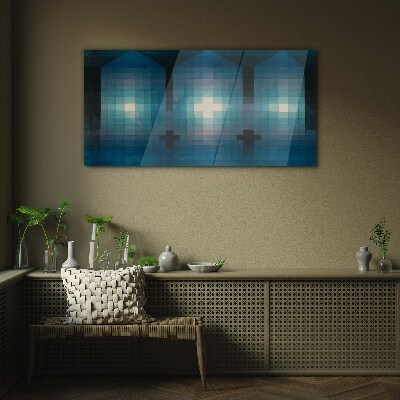 3D light in blue tones Wall art on glass
