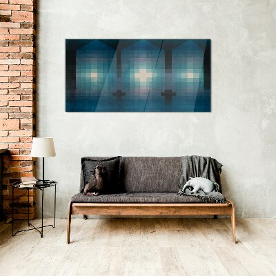 3D light in blue tones Wall art on glass