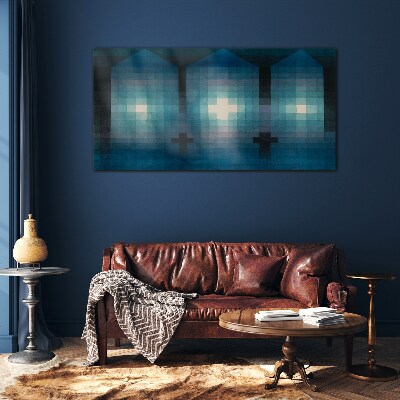 3D light in blue tones Wall art on glass
