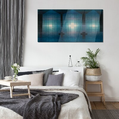 3D light in blue tones Wall art on glass