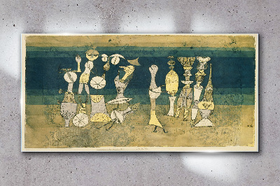 Figurative figures on an abstract background Glass art print
