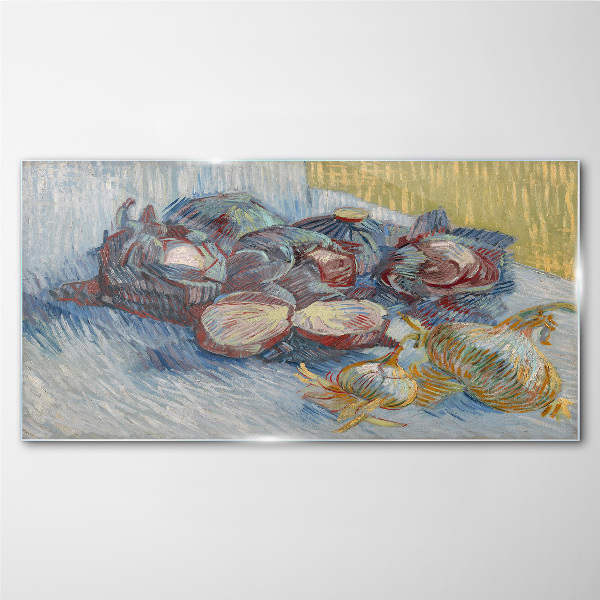 Vegetables on the table Glass art print