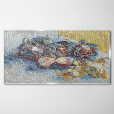 Vegetables on the table Glass art print