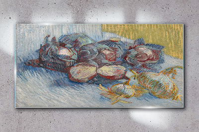 Vegetables on the table Glass art print