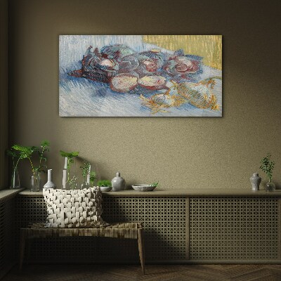 Vegetables on the table Glass art print