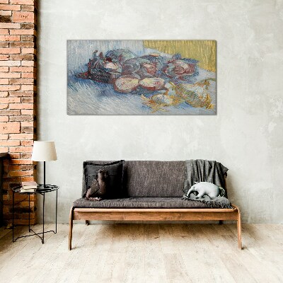 Vegetables on the table Glass art print
