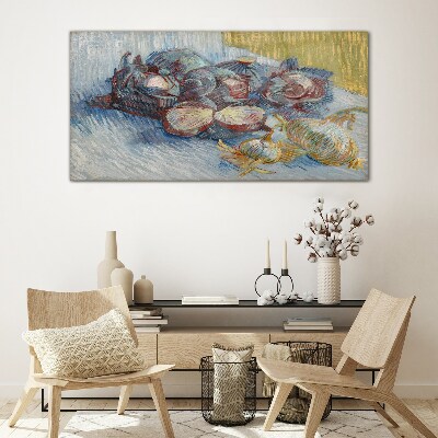 Vegetables on the table Glass art print
