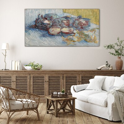Vegetables on the table Glass art print